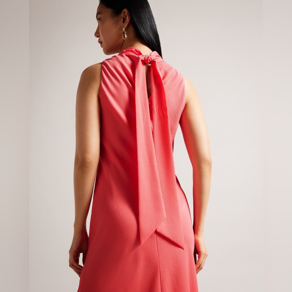 Ted Baker Eleanar Cowl Neck Sleeveless Midi Slip Dress in Coral Sz 6 NWT - Picture 3 of 9